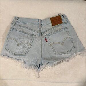 Levi's 501 Light Blue Frayed Denim Shorts light wash size 24